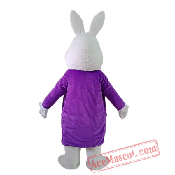 Easter Bunny Rabbit Mascot Costume with Purple Jacket