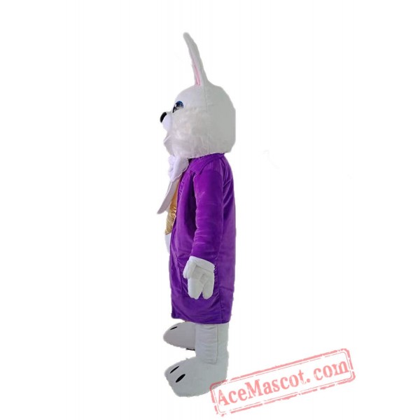 Easter Bunny Rabbit Mascot Costume with Purple Jacket
