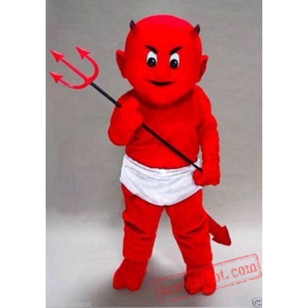 Adult Red Boy With Fork Mascot Costume