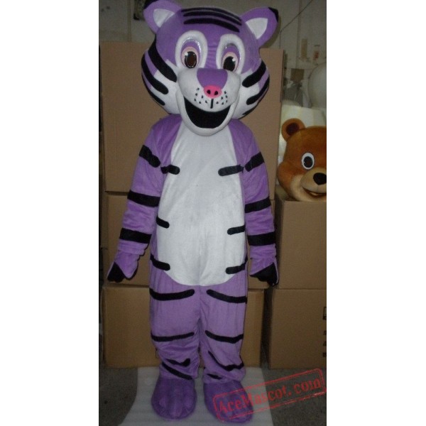 Adult Purple Tiger Mascot Costume