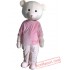 Adult Pink Coat Bear Mascot Costume