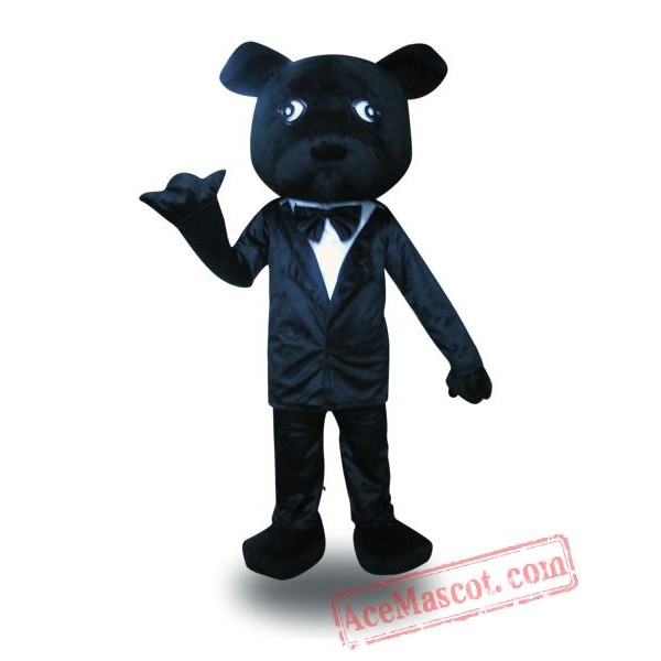 Adult Black Suit Dog Mascot Costume