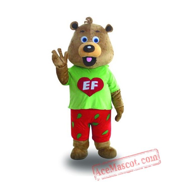 Adult Green Coat Bear Mascot Costume