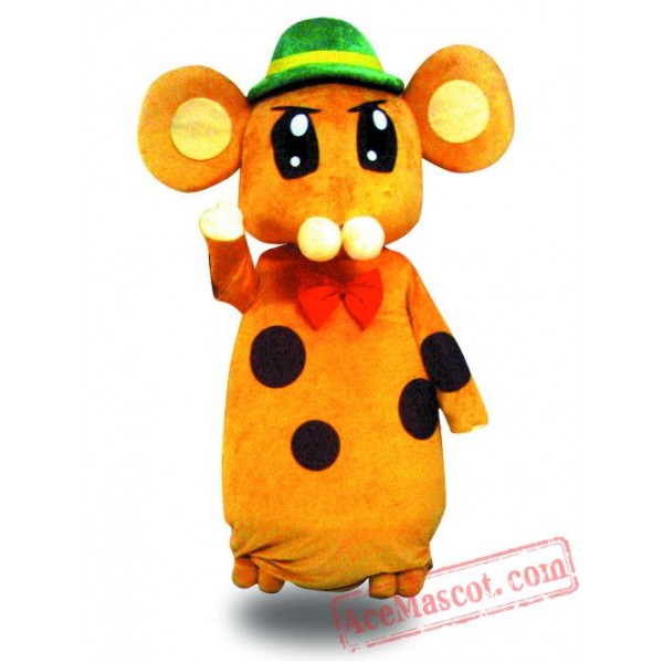 Adult Green Hat Mouse Mascot Costume