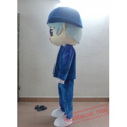 Blue Hat Boy Mascot Costume